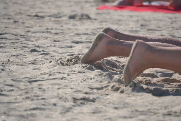 Люди Ноги Випадкові Пляжі — стокове фото
