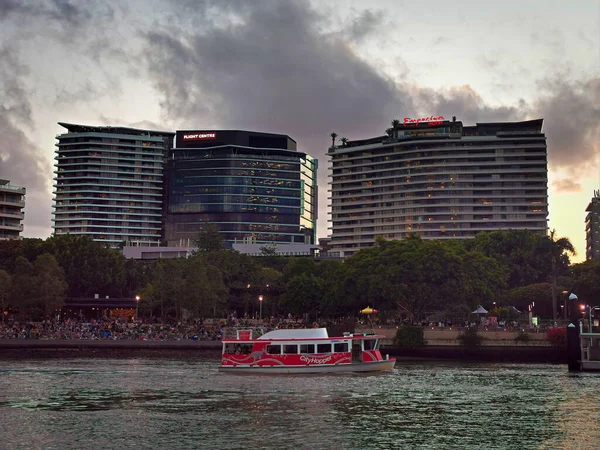 Brisbane River December 31Th 2019 Cityhopper Ship Sunset New Years — Stock Photo, Image