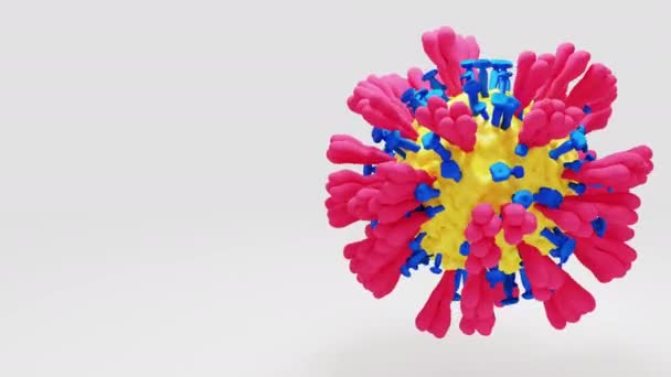 Realistisk 3D-animering av Coronavirus 2019-nCoV. SARS-CoV-2, känd som 2019-nCoV, COVID-19. Sömlös ögla. Mikroskopvirus närbild — Stockvideo