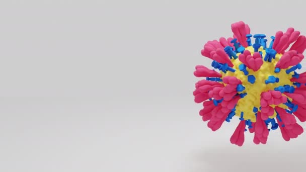Realistische 3D-Animation. Zerstörung einer Coronavirus-Zelle durch die Injektion eines Coronavirus-Impfstoffs. Konzept der Erfindung eines Impfstoffs gegen Coronaviren. Isolierte Spritze und Coronavirus — Stockvideo