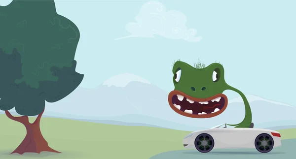 Dibujos animados lagarto verde — Vector de stock