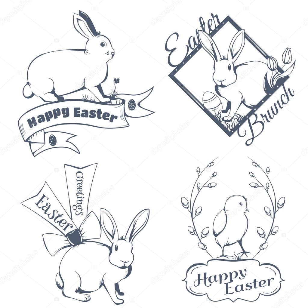 Happy easter logo, rabbit logo, bunny logo, easter chick logo
