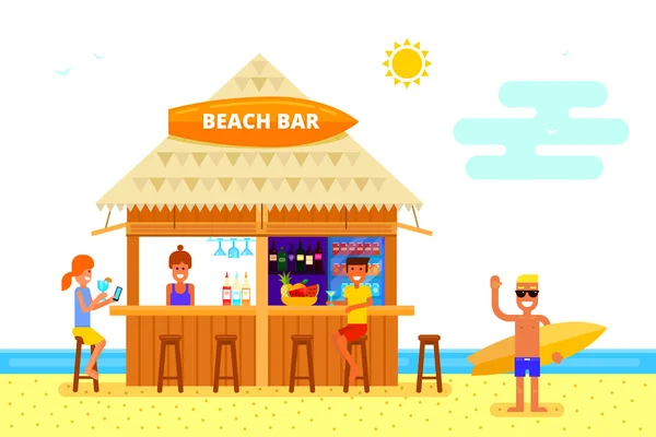 Verano playa bar — Vector de stock