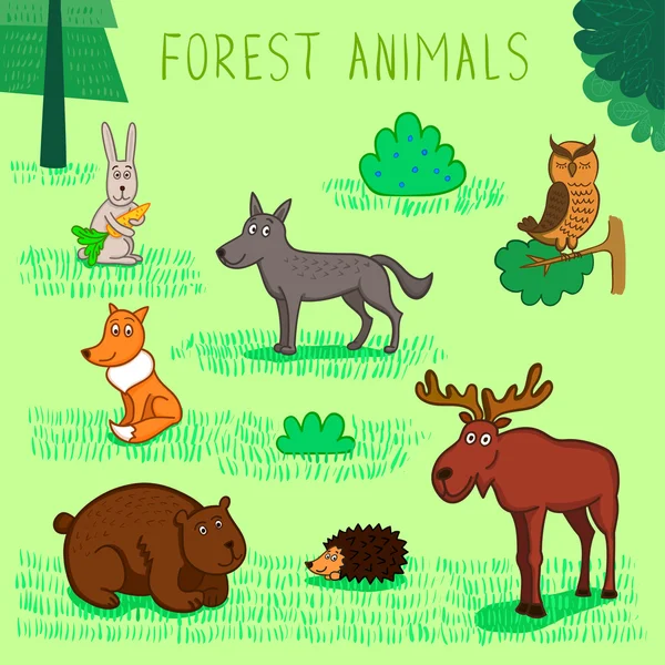 Vector collection of forest animals — Stock Vector