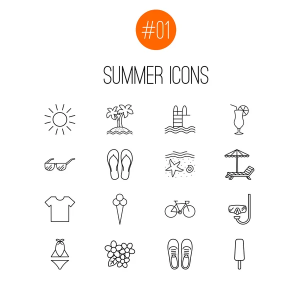 Colección de iconos de verano — Vector de stock