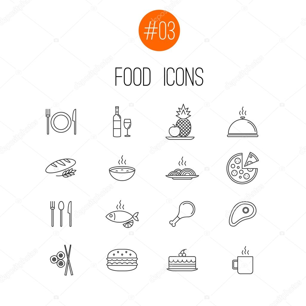 Vector food  icons collection on white background