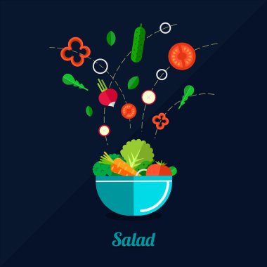 Salata yemek vektör çizim