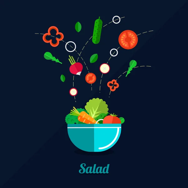 Ilustração vetorial de salada de cozinha — Vetor de Stock