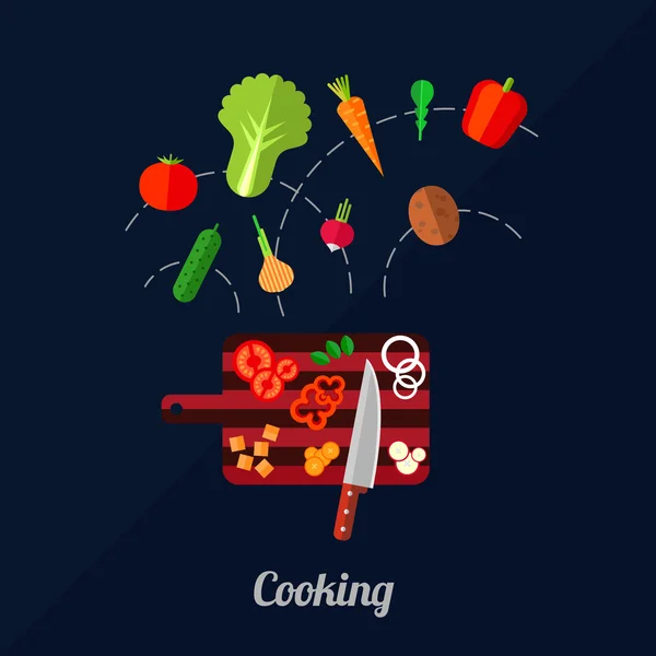 Vektorové ilustrace vaření zeleniny — Stockový vektor
