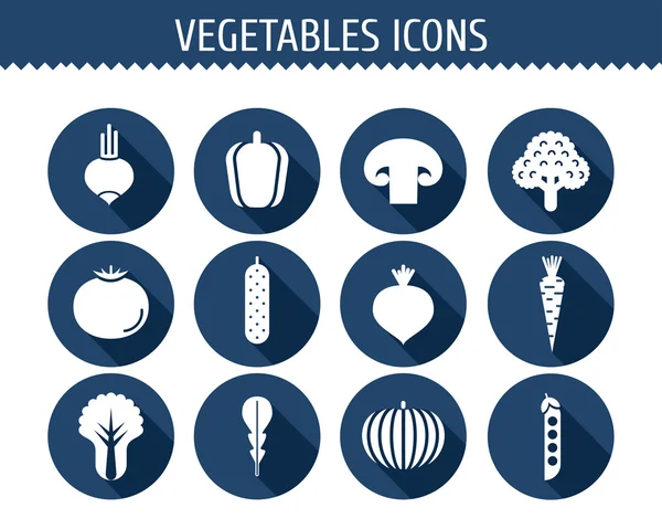 Iconos planos de verduras — Vector de stock