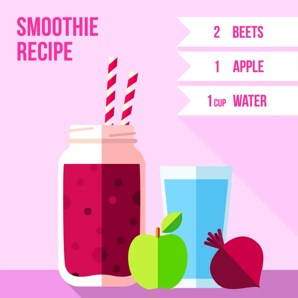 Red beet smoothie recipe — Stock Vector
