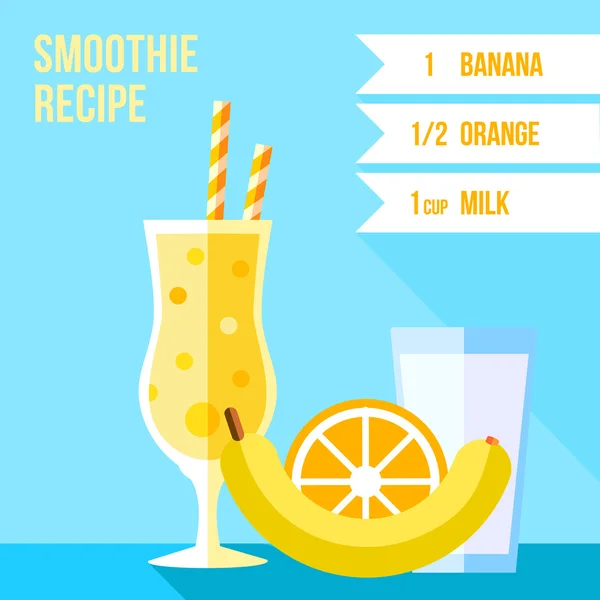 Πορτοκάλι και η μπανάνα συνταγή smoothie — Διανυσματικό Αρχείο