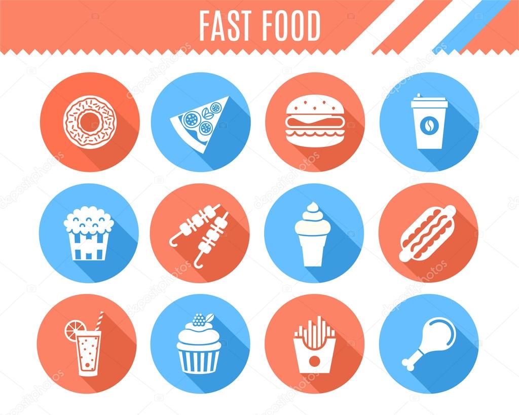 Flat fast food  icons