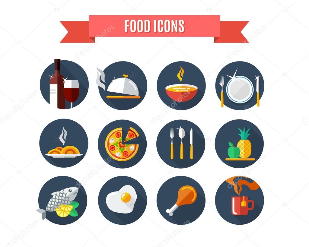 Flat food  icons