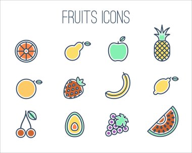 İnce çizgi meyve simgeler