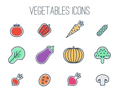 sebze ince çizgi simgeler