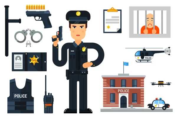 Pequena coleção policial — Vetor de Stock