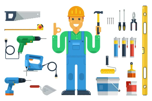 Constructor con martillo . — Vector de stock