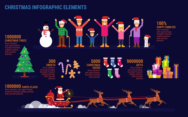 Elementos infográficos navideños en estilo plano . — Vector de stock