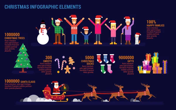 Éléments d'infographie de Noël en style plat . Illustration De Stock