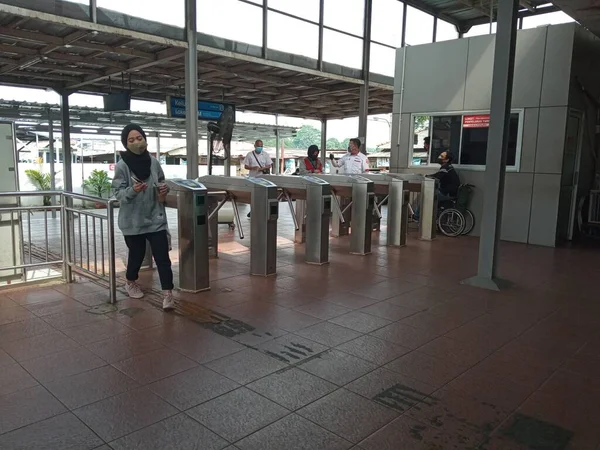 Portão Automático Estação Trem Bogor Indonésia — Fotografia de Stock