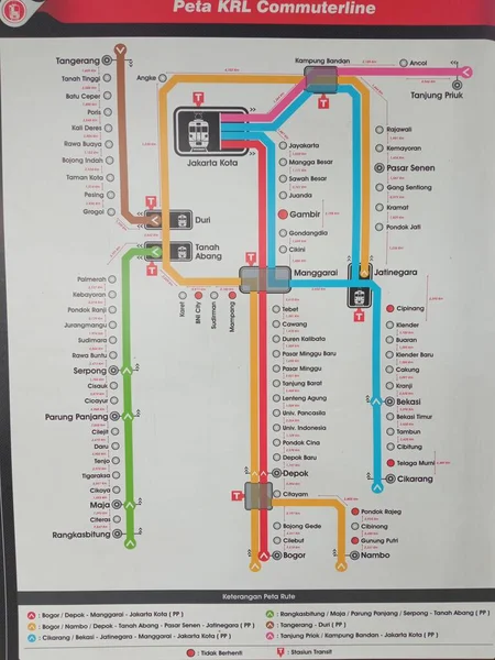 Une Carte Ligne Train Électrique Autour Jakarta Indonésie — Photo