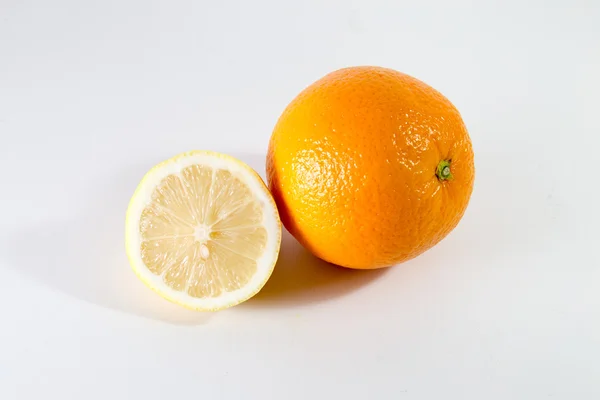 Orange And Half Lemon — Stock Photo, Image