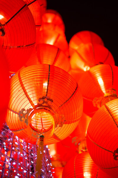 Hanging Red Lantern on Chinese Lunar New Year