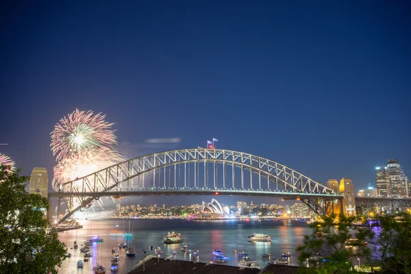 Silvester-Feuerwerk in Sydney Stockbild