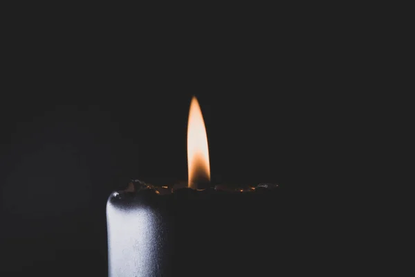 Dark Background Candle Flame — Stock Photo, Image