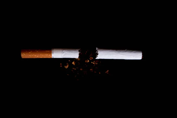 Broken Cigarette Black Background — Stock Photo, Image