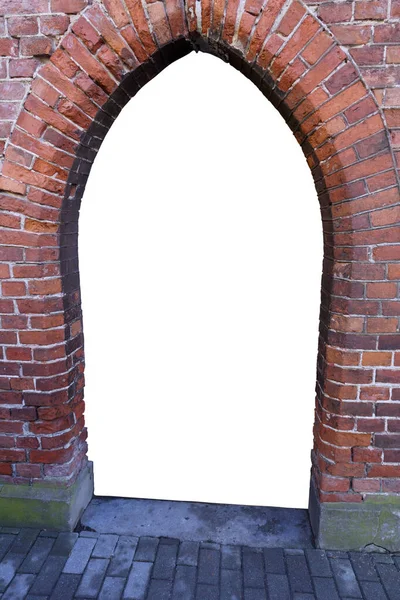 Blank Door Old Red Brick Wall Entrance Isolated White — Stock Photo, Image