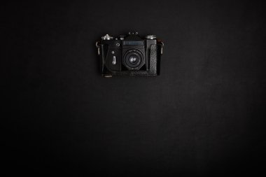 Ofis Masaları Vintage film kamera. Üstten Görünüm