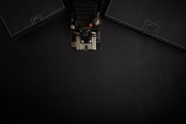 Ofis Masaları Vintage film kamera. Üstten Görünüm