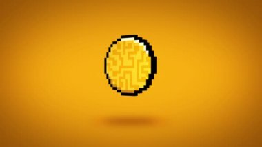 Dönen 3D piksel Dogecoin - 60fps, döngü