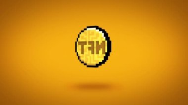 Dönen 3D piksel Parasal olmayan Token (NFT) - 60fps, döngü