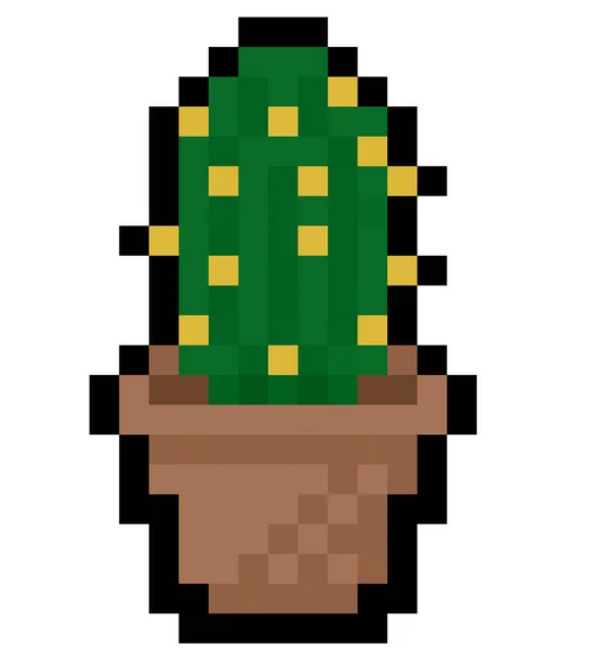 Pixel Mini Cactus Vector Aislado — Vector de stock