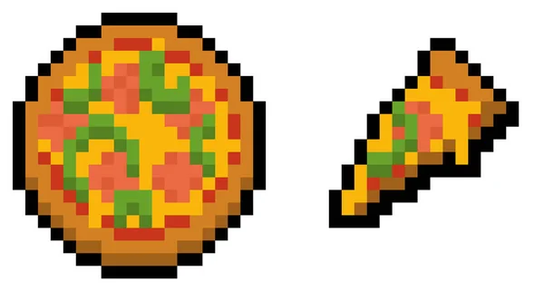 Pixel Pizza Slice Vector Isolated — 图库矢量图片