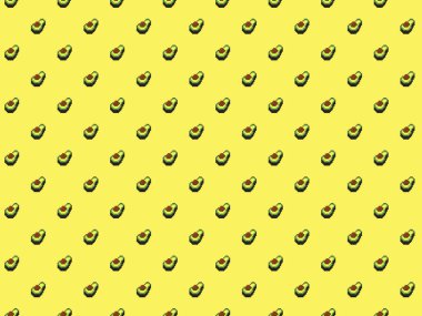 Sarı zemin üzerinde piksel avokadolar - pürüzsüz desen