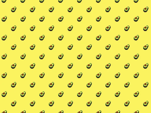 Pixel Avocados Yellow Background Seamless Pattern — Stock Photo, Image