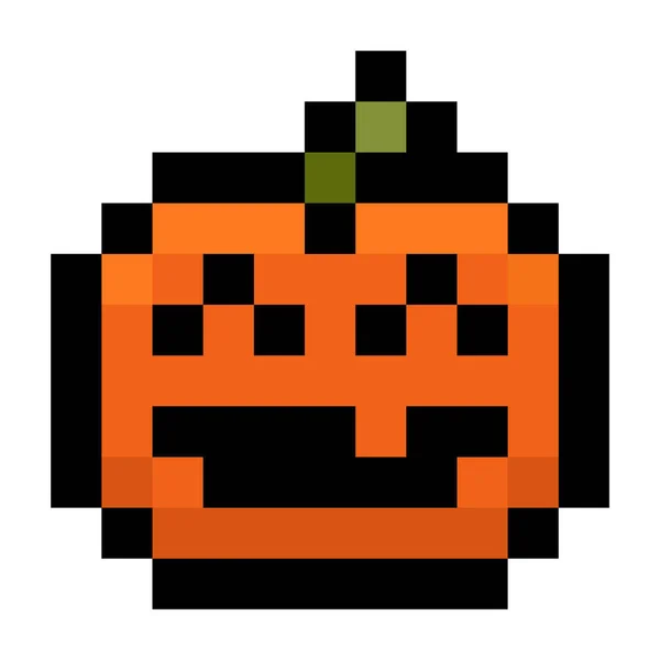 Happy Halloween Carved Pixel Pumpkin Vector Isolated — Stock Vector