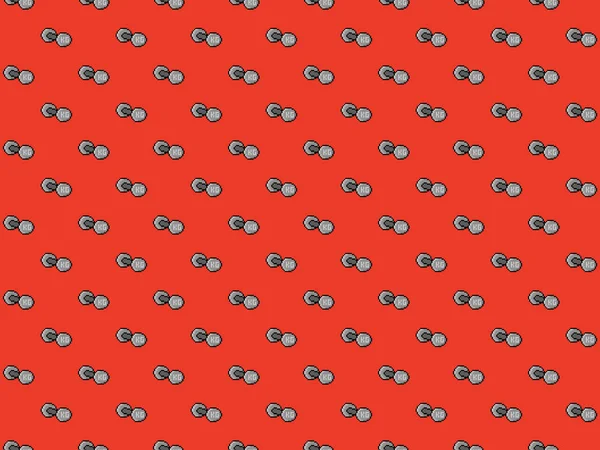 赤の背景にピクセルダンベルパターン — ストック写真