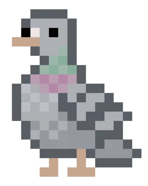 Cute Pixel Pigeon Vector Isolated — Stock Vector