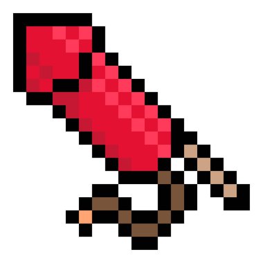 Fünyeli kırmızı piksel havai fişek roketi - vektör, izole