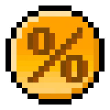 Piksel 8 bit bozuk para - vektör, izole edilmiş