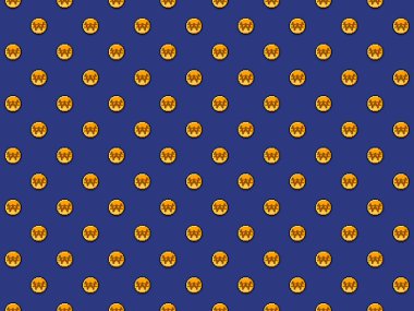 Piksel 8 bit Güney Kore Won madeni para arkaplanı - kusursuz yüksek çözünürlüklü desen