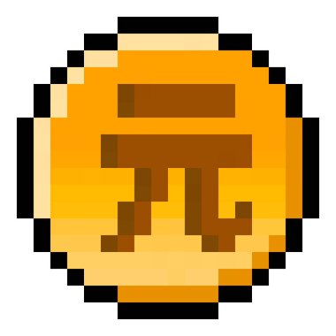 Piksel 8 bit Çin Yuan sikkesi - vektör, izole