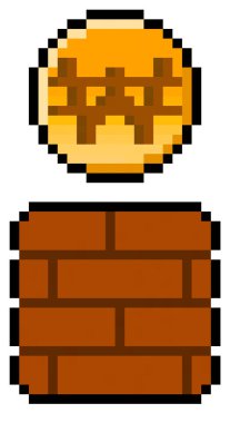 Piksel 8 bit Güney Kore Won para oyun bloğundan - vektör, izole