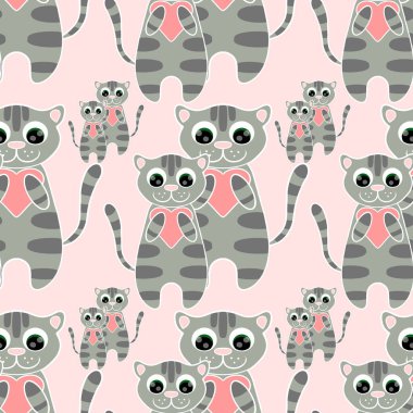 Yavru kedilerle pembe arkaplan 