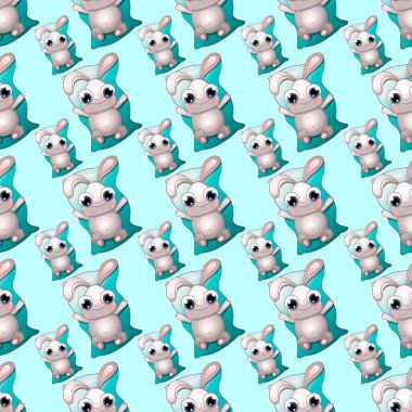 Şirin tavşanları olan kusursuz mavi bir arka plan.